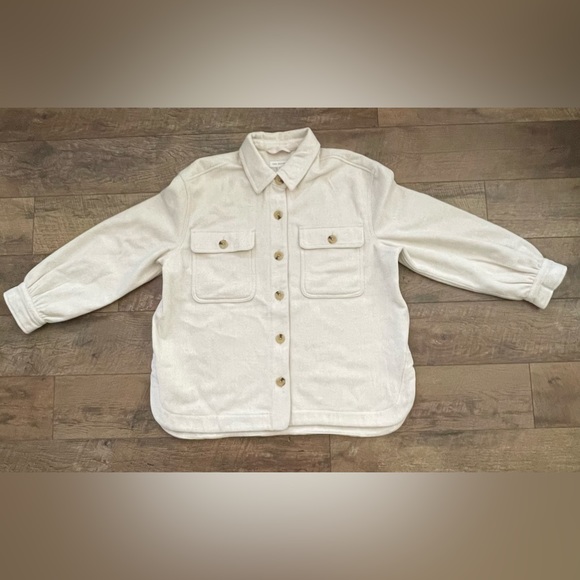 Free Assembly Women's Button Up Shirt Jacket Cream Recycled Wool Blend Size XXL - Picture 1 of 6